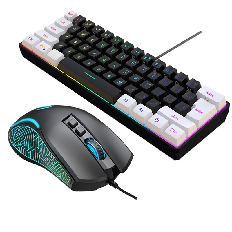 Gaming Keyboard And Mouse For Xbox - キーボードとマウス 60% コンピューターゲームコンボキット PC バックライト付き有線キーボード マウスキット