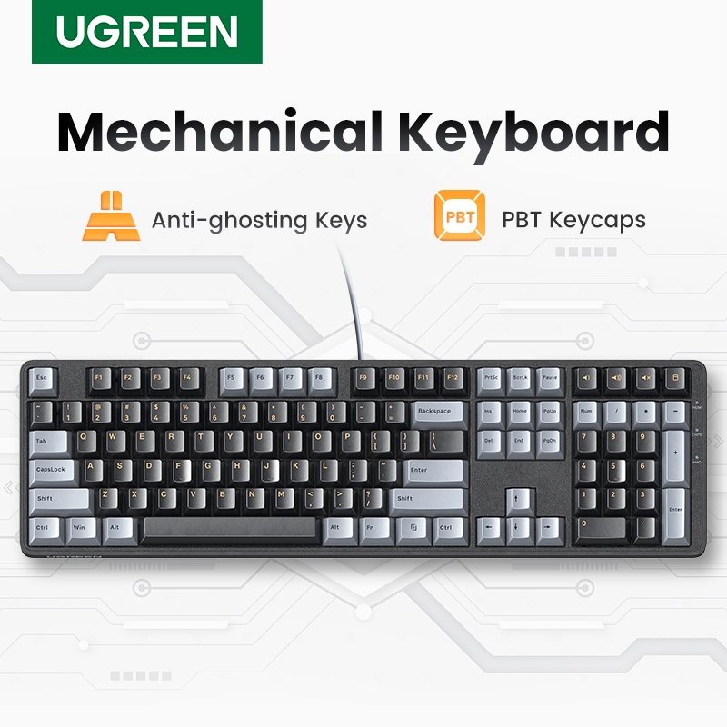 Keyboard Gaming Mac - 有線メカニカルキーボードUGREEN-108 pbt,赤いスイッチ,ロシア語,韓国語,デスクトップ,ラップトップ,Windows, Mac,osゲーム用