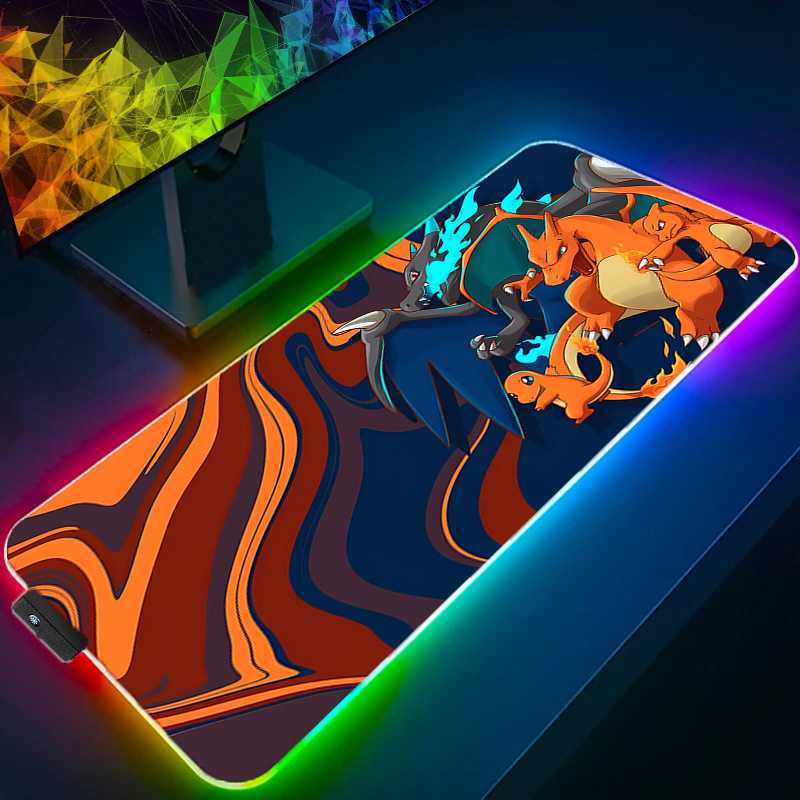 Gaming Keyboard Top - LED ライトデスクマット XXL コンピュータ P-ポケモンイーブイマウスパッドバックライトキーボードマットテーブルマウスゲーミングマウスパッド RGB