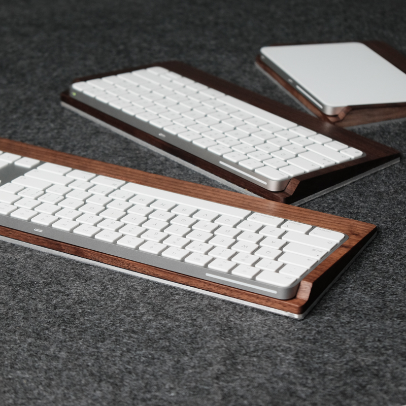 Wrist Rest Wood - Kashcyウォールナット無垢材トレイパームレストマジックキーボード用マジックトラックパッドリストサポートパッドアルミニウム合金ウールフェルト
