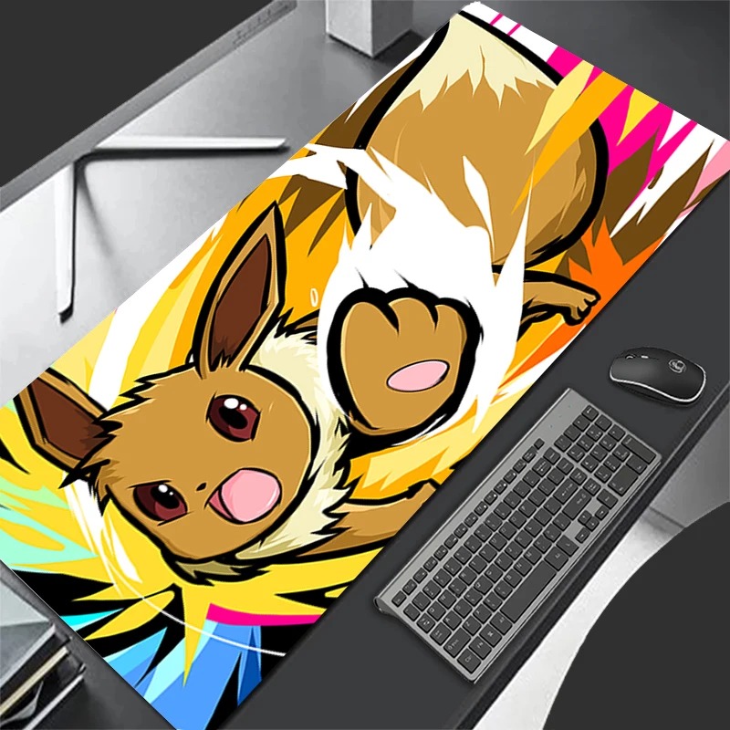 Gaming Keyboard Top - P-ポケモン イーブイ アニメ ゲーミングマウスパッド、拡張ノンスリップデスクマットキーボードパッド PC ラップトップ