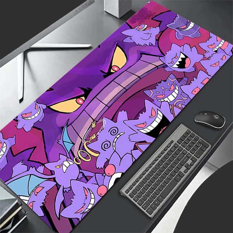 Gaming Keyboard Top - P-ポケモン ゲンガー アニメ拡張ゲーミングマウスパッド、大型デスクマットキーボードパッド PC ラップトップ LOL