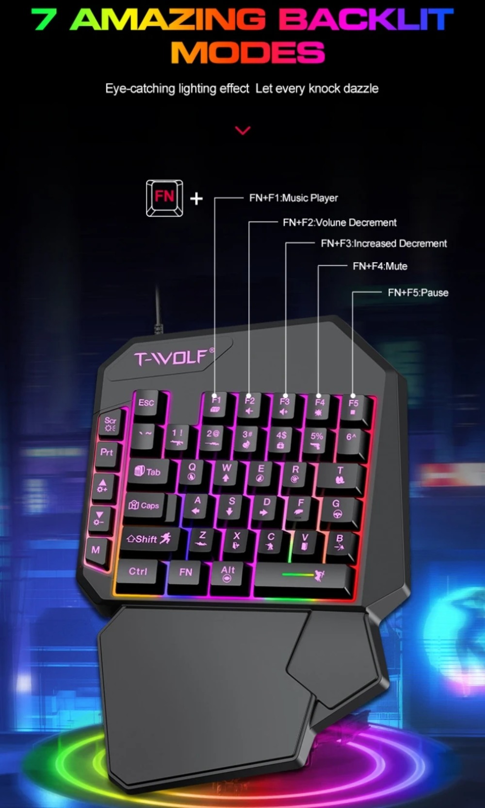 5 in 1 RGB ゲーミングキーボードマウスコンボ片手コ - Gaming Keyboard And Mouse For Xbox のレビューと価格