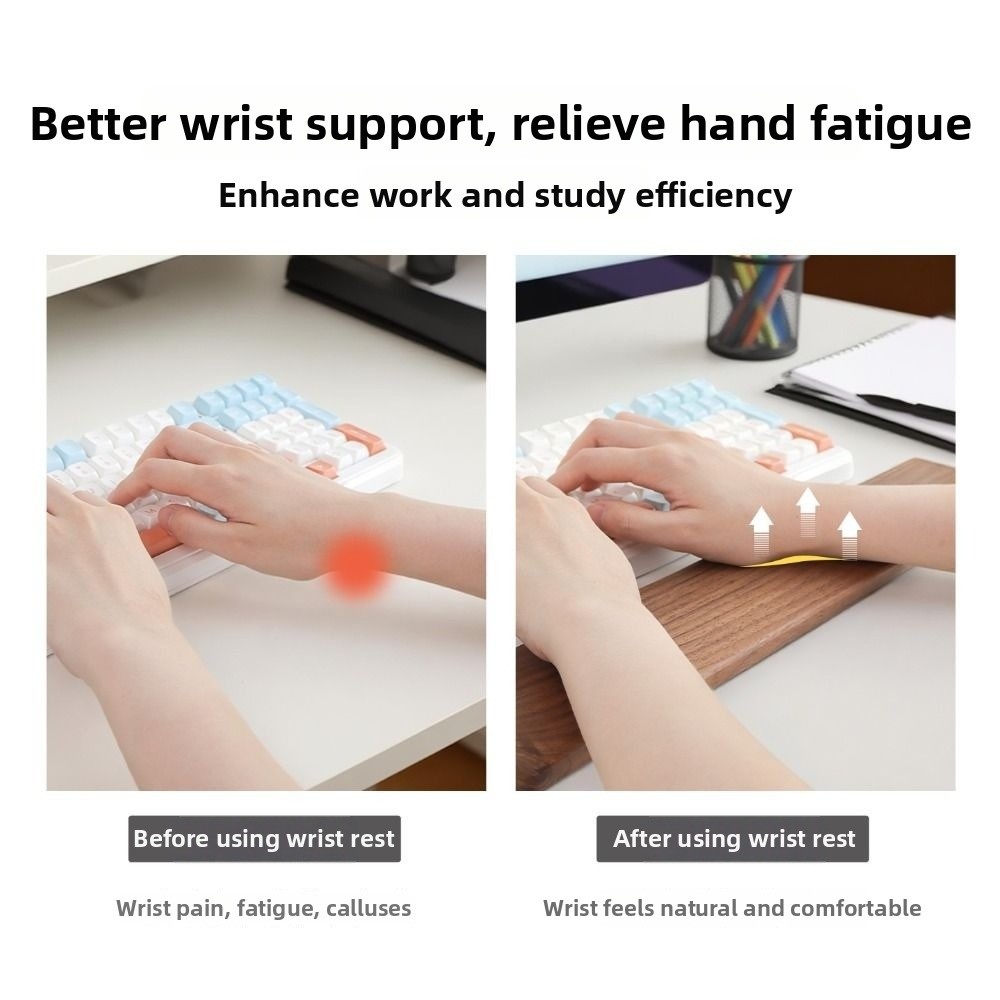 木製キーボードリストレスト人間工学に基づいた汚れ防止レストパ - Wrist Rest Wood のレビューと価格