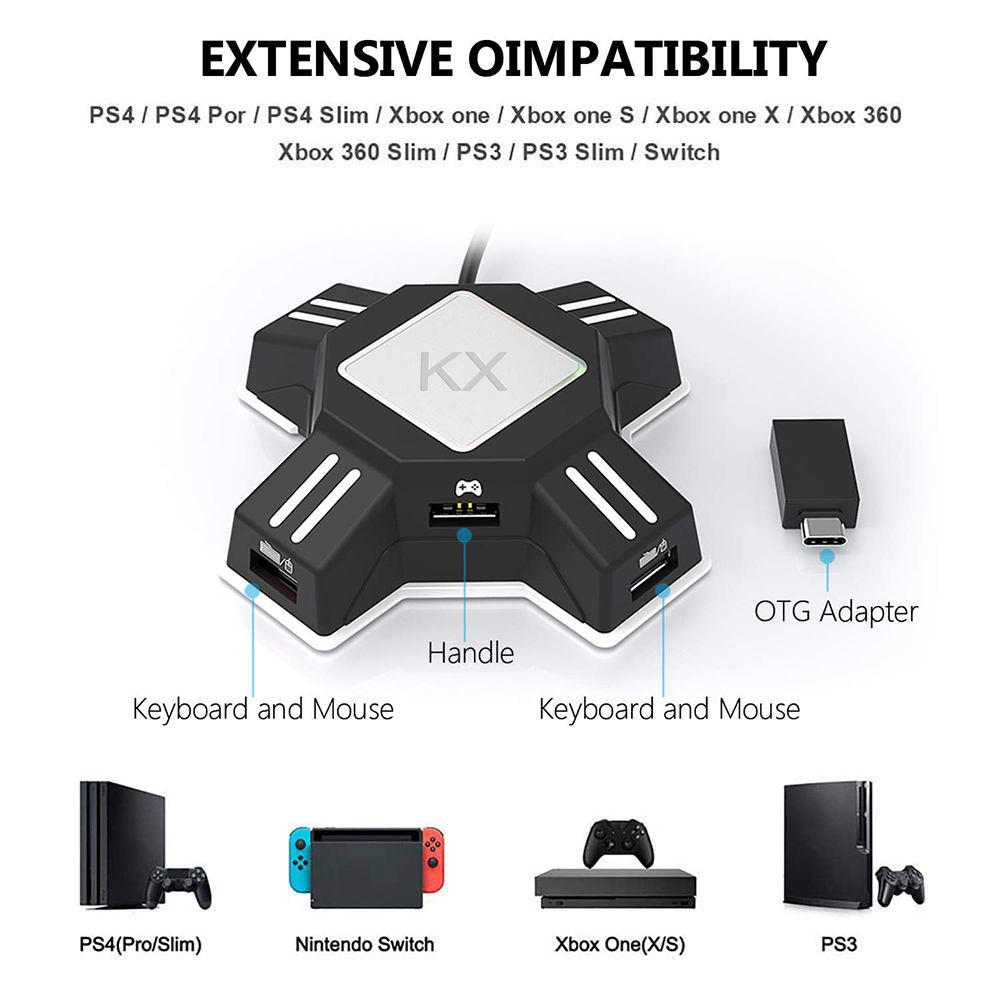 KXアダプター PS4コントローラー用 PS5ゲーミングキー - Gaming Keyboard And Mouse For Xbox のレビューと価格