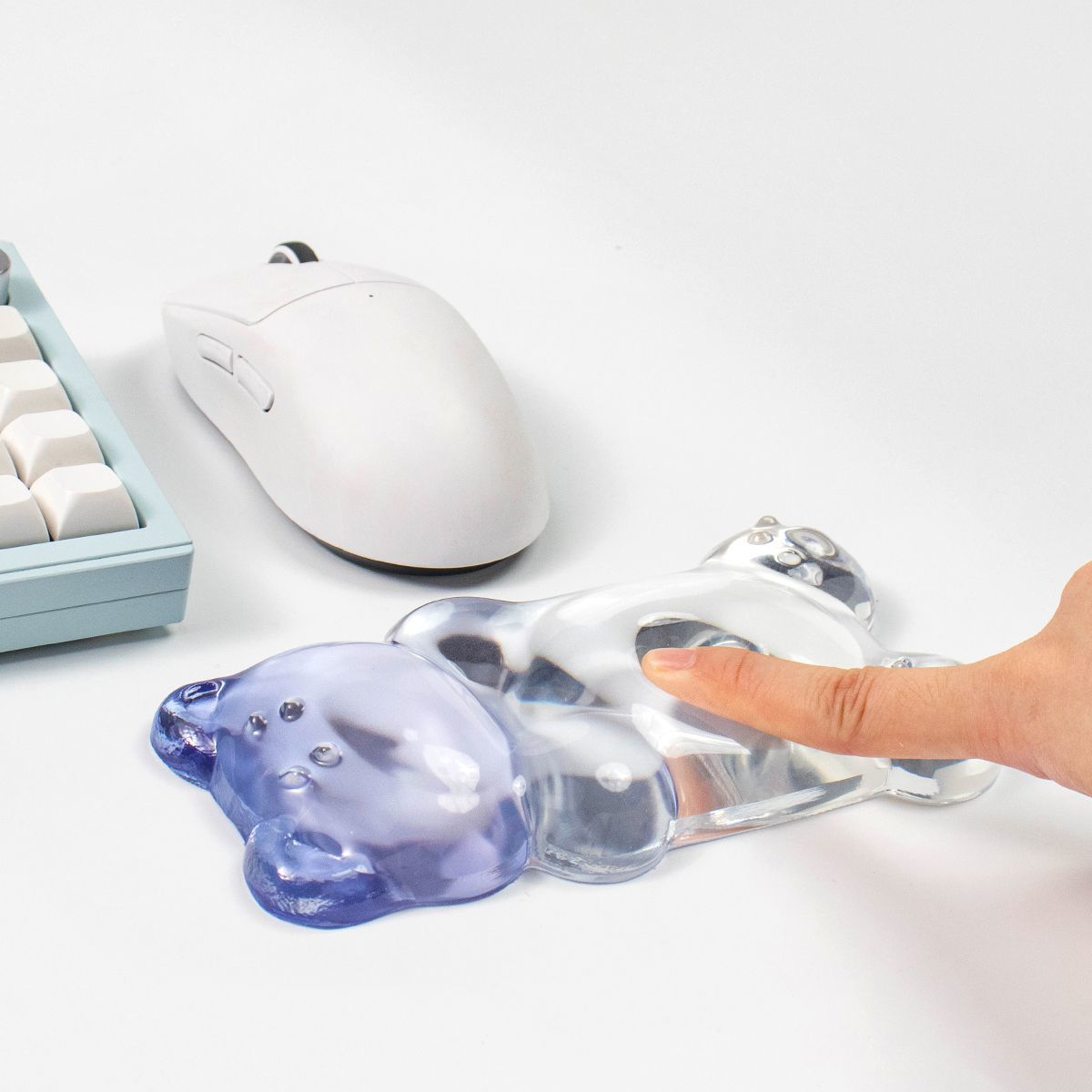 かわいいクマの形をしたリストレスト 透明ジェルマウスリストパ - Gaming Keyboard No Number Pad のレビューと価格