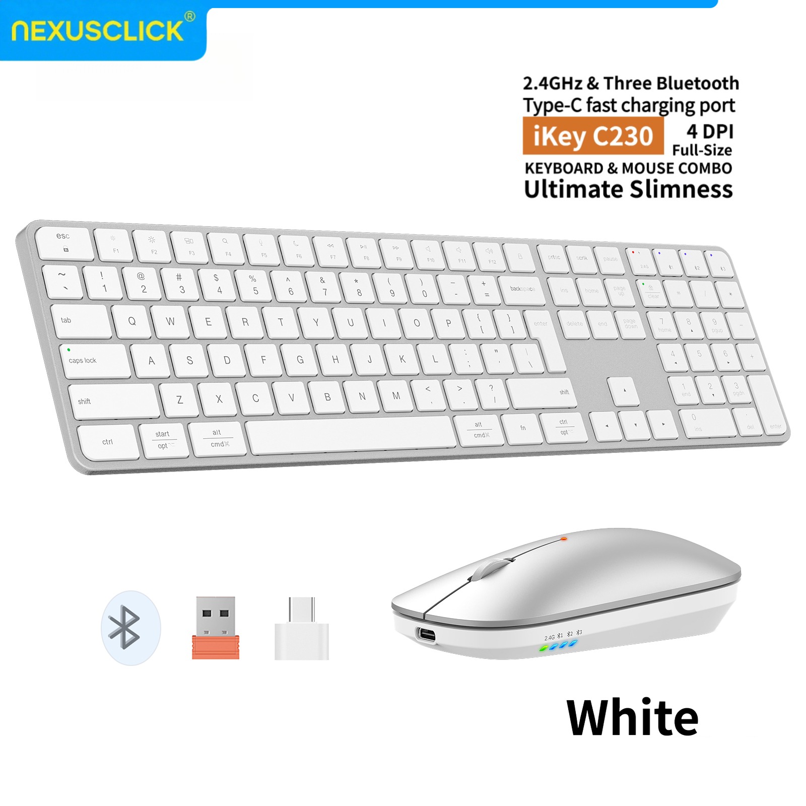 NexusClick 充電式ワイヤレスキーボード・マウスコン - Keyboard Gaming Mac のレビューと価格