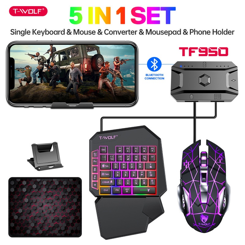 T-Wolf Tf950 5 in 1片手ゲーミングキーボー - Gaming Keyboard And Mouse For Xbox のレビューと価格