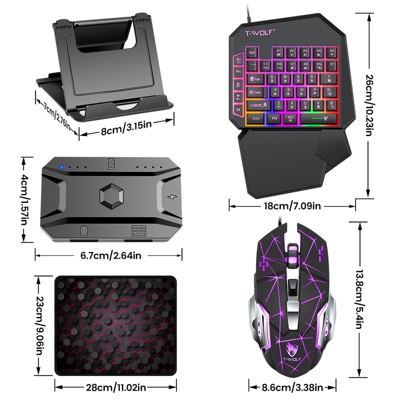T-Wolf Tf950 5 in 1片手ゲーミングキーボー - Gaming Keyboard And Mouse For Xbox のレビューと価格